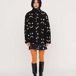 NWOT Lazy Oaf Happy Sad Zip Through Fleece size S